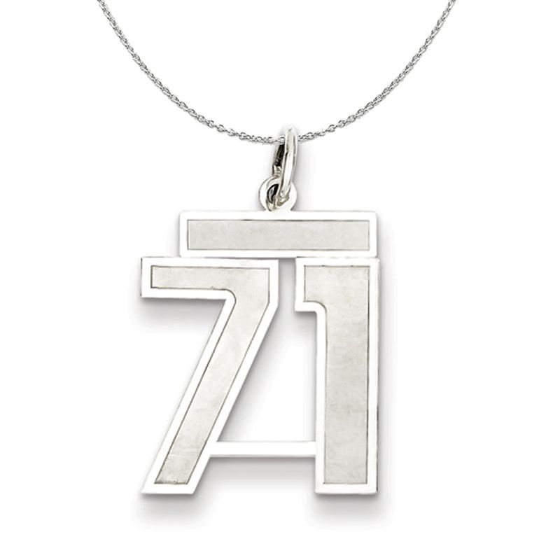 Sterling Silver, Jersey Collection, Medium Number 71 Necklace - 16 In